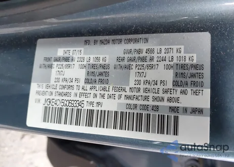 2016 Mazda Cx-5 Touring z USA, uszkodzony, nr VIN JM3KE4CY5G0693345